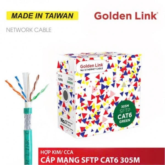 CÁP MẠNG GOLDEN LINK CAT6SFTP MÀU XANH