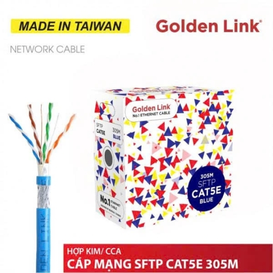 CÁP MẠNG GOLDEN LINK CAT5E SFTP - 305M MÀU XANH DƯƠNG