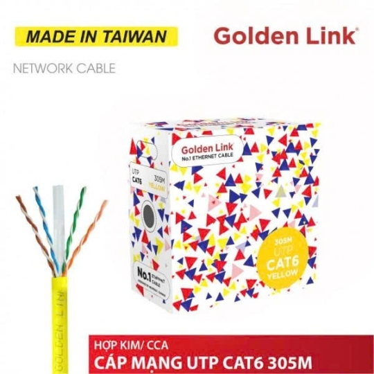 CÁP MẠNG GOLDEN LINK CAT6 UTP 305M MÀU VÀNG