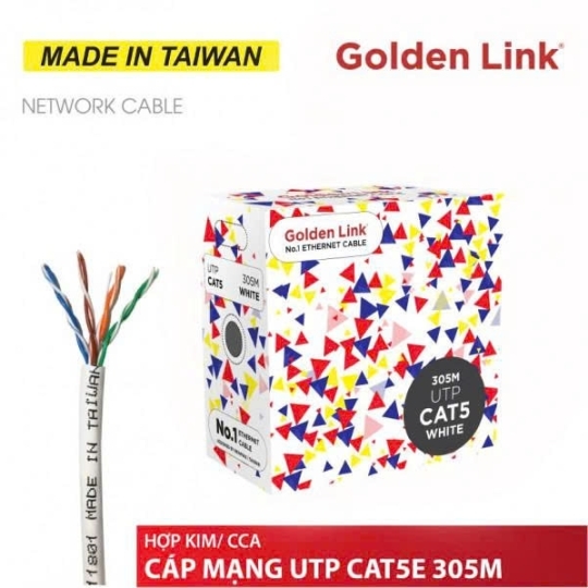 CÁP MẠNG GOLDEN LINK CAT5E UTP MÀU TRẮNG